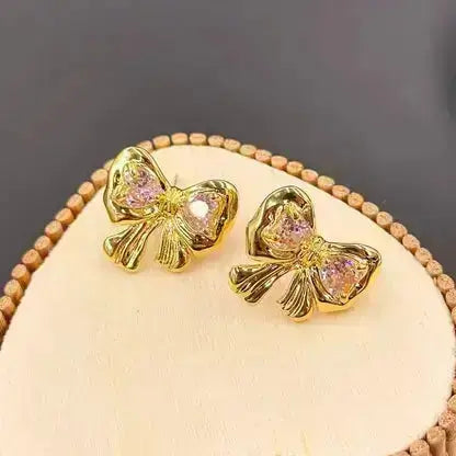 Gold-Bow-Earrings JewEarrings