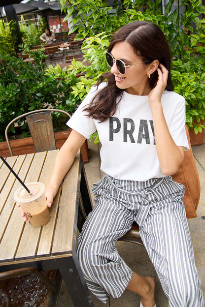 Simply Love Full Size PRAY Round Neck T-Shirt-Jewearrings