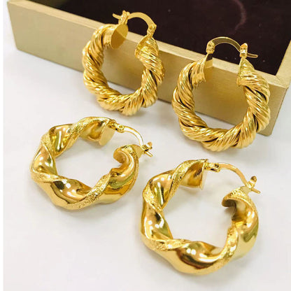 Super Twist Exaggerated Hollow Earrings 18K Gold Earrings Ear Clip-Jewearrings