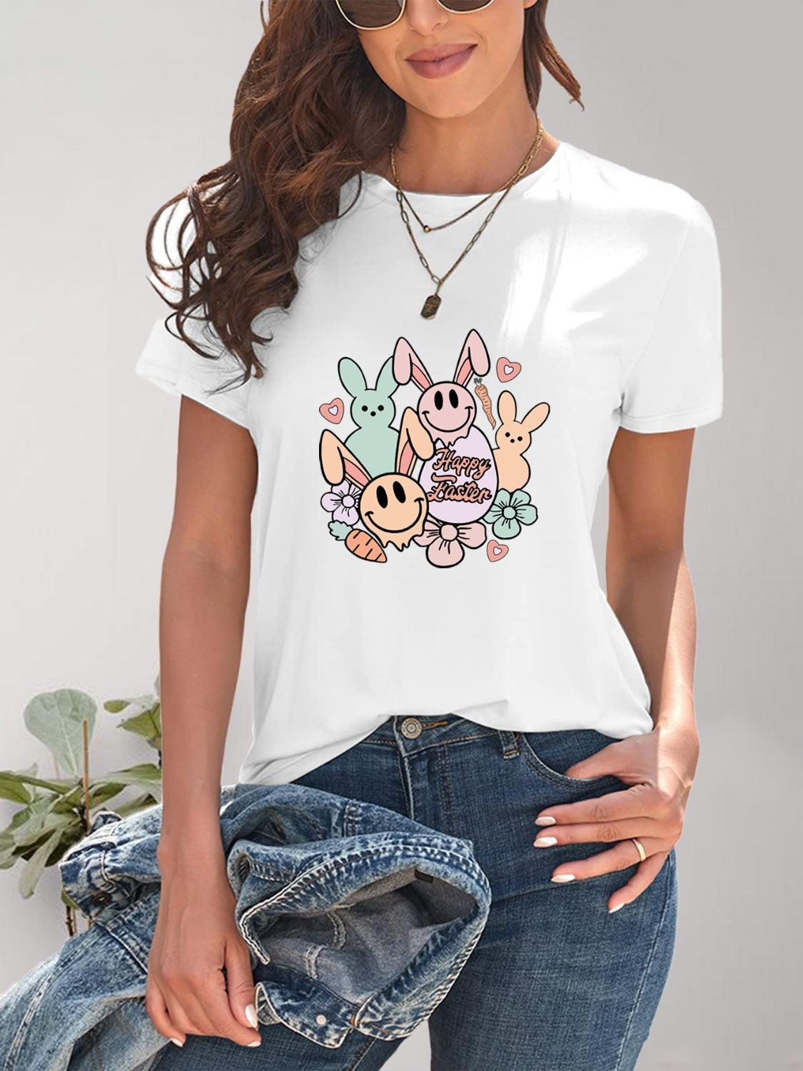 Graphic Round Neck Short Sleeve T-Shirt-Jewearrings