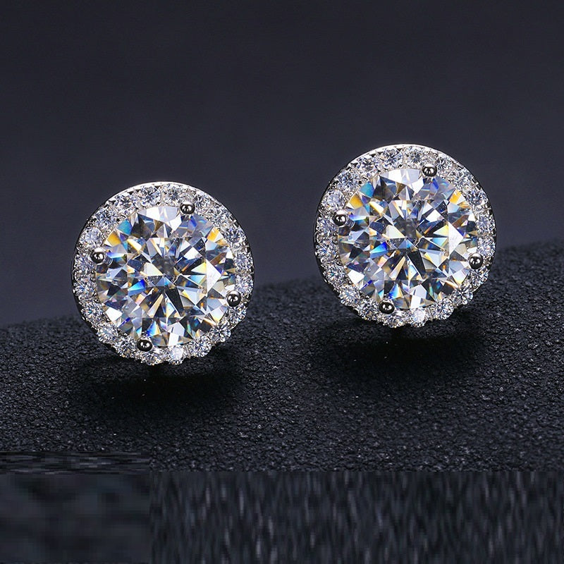 S925 Sterling Silver D Color Moissanite Classic Rock Sugar Earrings-Jewearrings