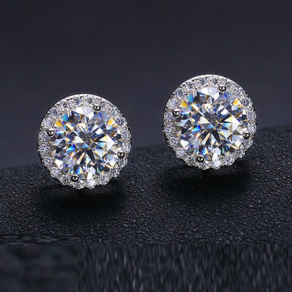 S925 Sterling Silver D Color Moissanite Classic Rock Sugar Earrings-Jewearrings