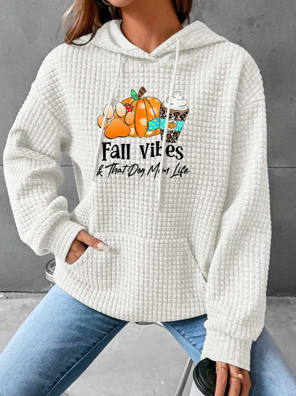 FALL VIBES Graphic Hoodie with Front Pocket-Jewearrings