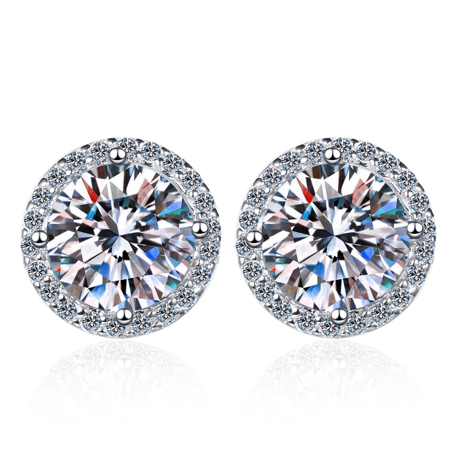 925 Sterling Silver Stud Earrings 1 Karat Moissanite-Jewearrings