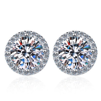 925 Sterling Silver Stud Earrings 1 Karat Moissanite-Jewearrings