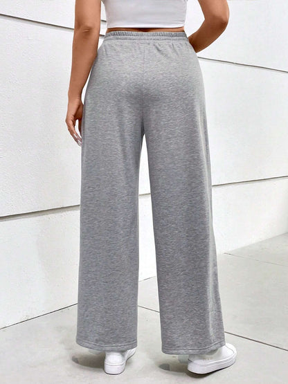 Plus Size Elastic Waist Wide Leg Pants-Jewearrings