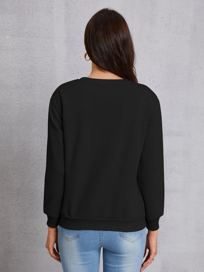 Graphic Round Neck Dropped Shoulder Sweatshirt-Jewearrings