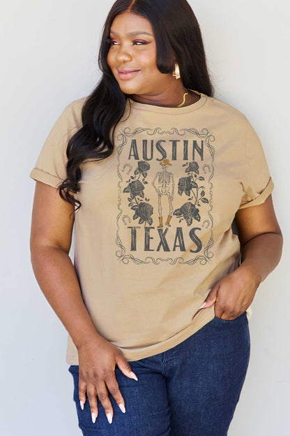 Simply Love Full Size AUSTIN TEXAS Graphic Cotton T-Shirt-Jewearrings