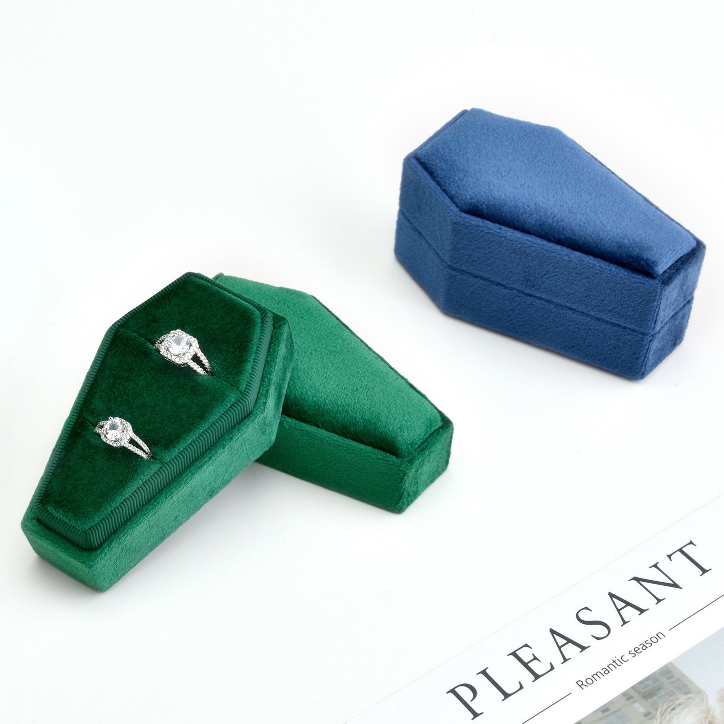 Velvet Coffin Ring Necklace Stud Earrings Box Halloween Spoof Jewelry Storage Box-Jewearrings