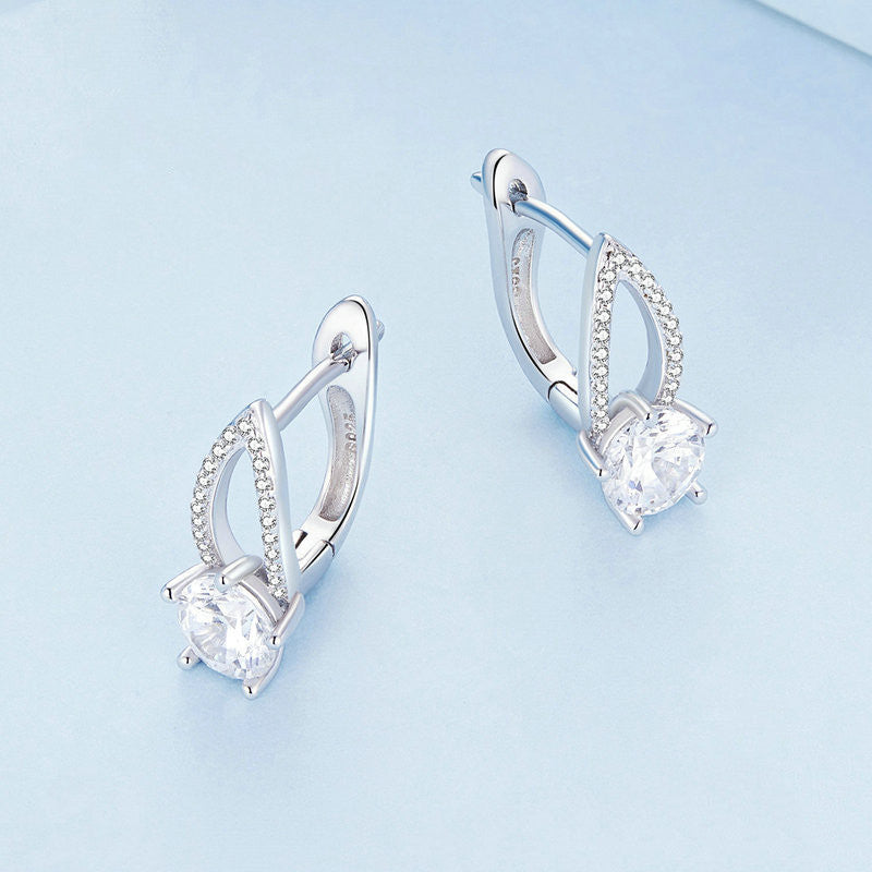 Women's Fashion Simple Sterling Silver Hollow Line Stud Earrings-Jewearrings