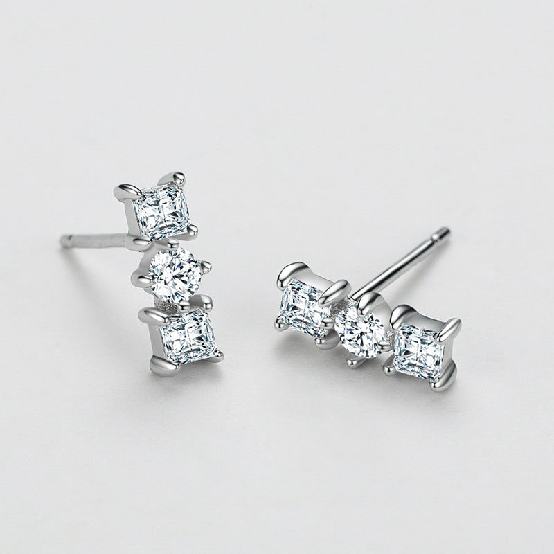 S925 Sterling Silver Geometric Earrings Female Small Fashion-Jewearrings