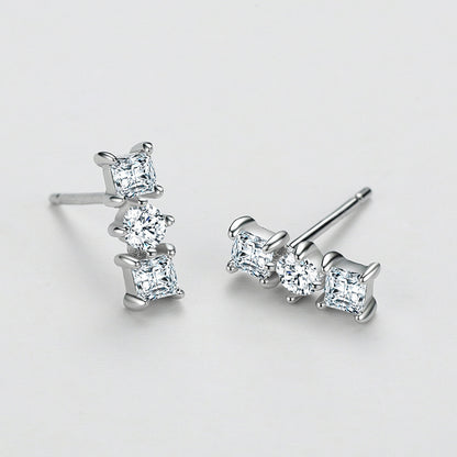 S925 Sterling Silver Geometric Earrings Female Small Fashion-Jewearrings