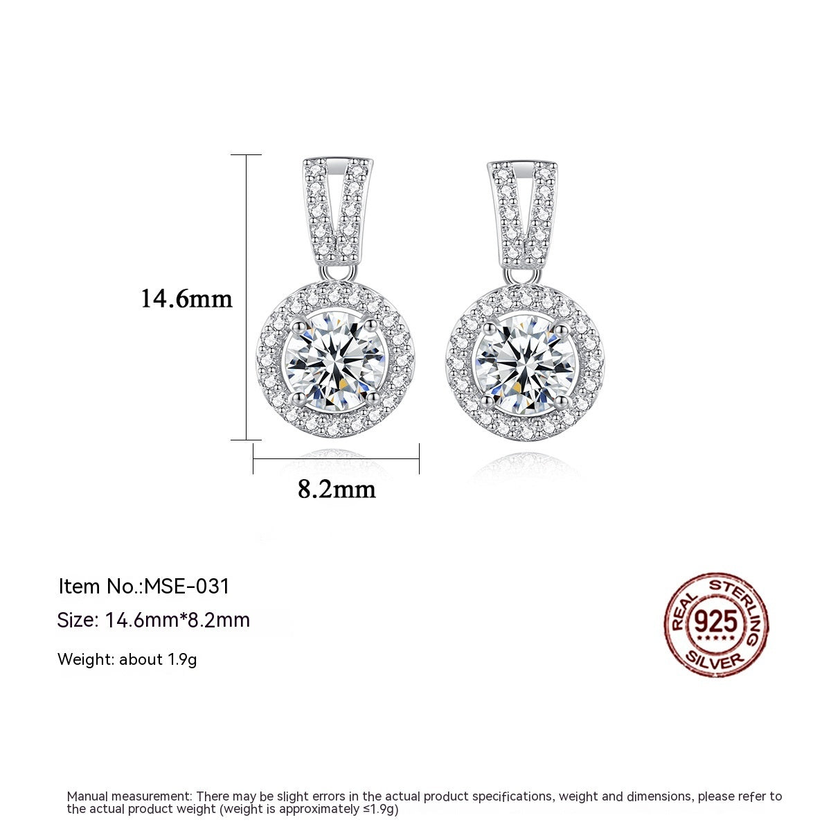 PAG & MAG Moissanite Earrings S925 Sterling Silver Stud Earrings-Jewearrings