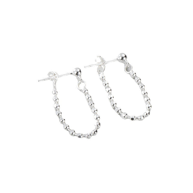 Sterling Silver Faceted Ball Chain Back Stud Earrings-Jewearrings