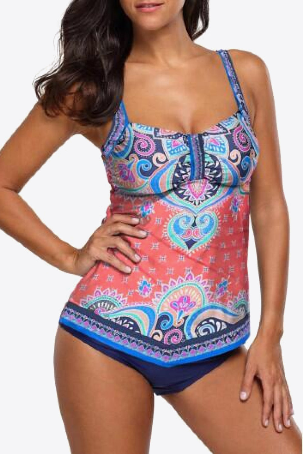 Printed Adjustable Strap Tankini Set-Jewearrings