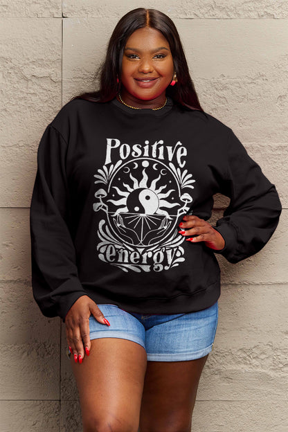 Simply Love Full Size POSITIVE ENERGY Graphic Sweatshirt-Jewearrings