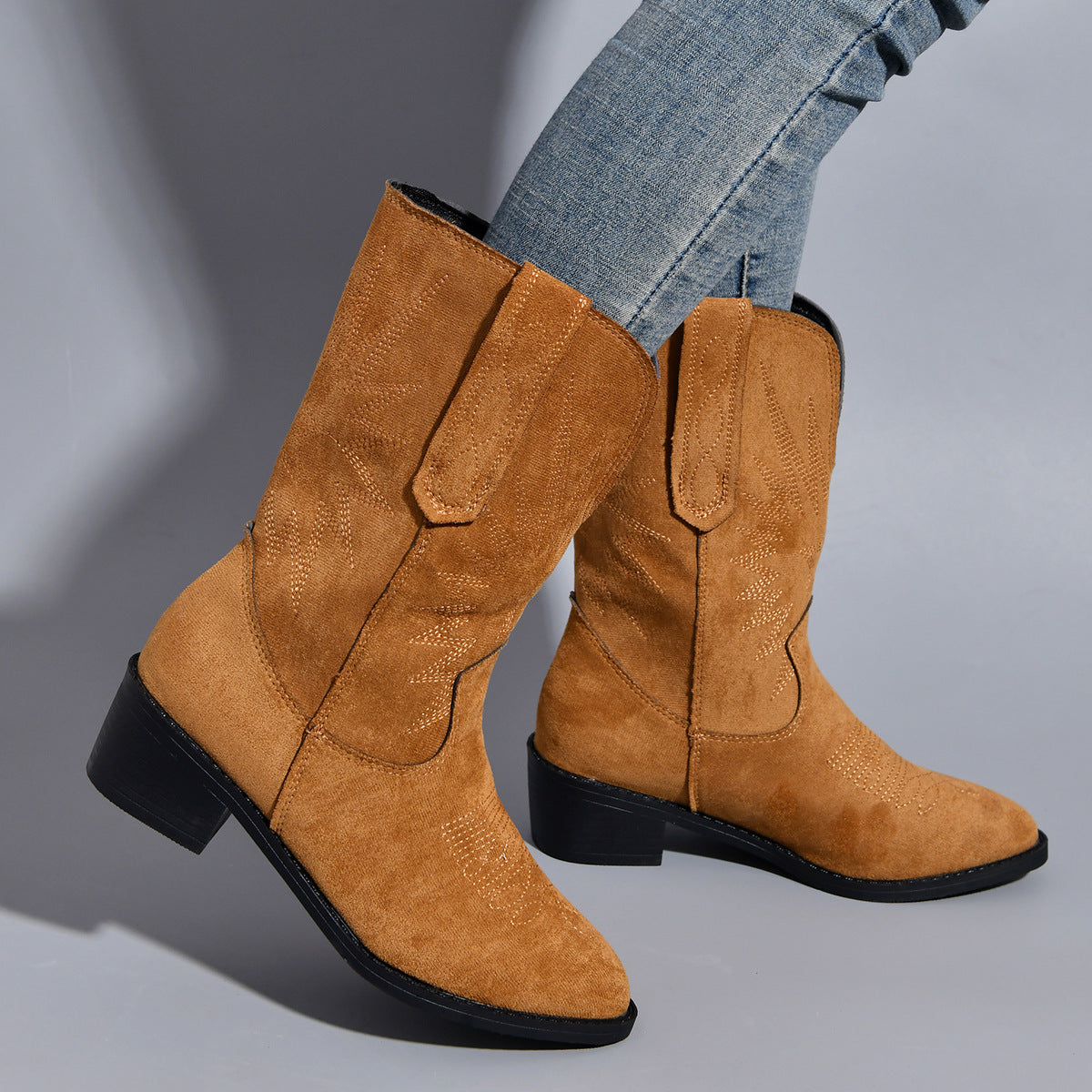 Point Toe Block Heel Boots-Jewearrings