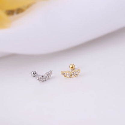 Stainless Steel Thin Rod Pierced Zirconium Fashion Stud Earrings-Jewearrings