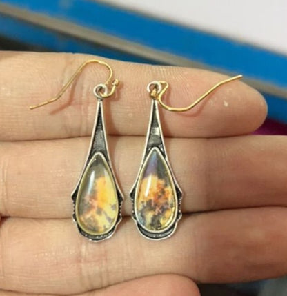 Elegant Vintage Multicolored Long Dangle Earrings For Women Resin Jewelry Brincos Accessories Ear Hook Boho Water Drop Fire Ea-Jewearrings