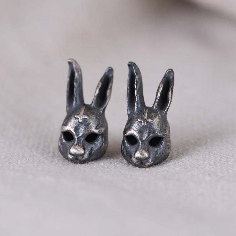 Women's Creative Design Thai Silver Rabbit Earrings-Jewearrings