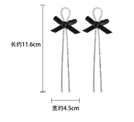 Silver Needle Velvet Bow Earrings New-Jewearrings