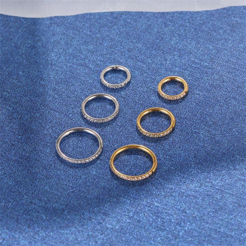 Stainless Steel Piercing Ornaments Bottom Zircon Circle Closed Ring Seamless Nose Circle Multifunctional Cartilage Earrings-Jewearrings