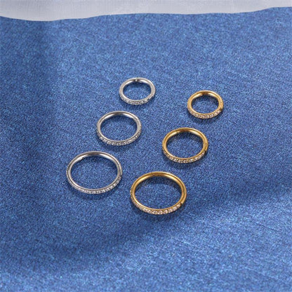 Stainless Steel Piercing Ornaments Bottom Zircon Circle Closed Ring Seamless Nose Circle Multifunctional Cartilage Earrings-Jewearrings