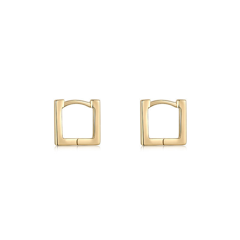 Sterling Silver Needle Geometric Square Ear Clip Earrings-Jewearrings