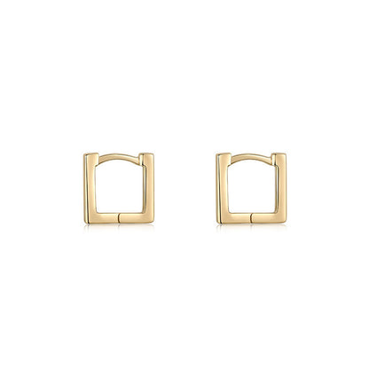 Sterling Silver Needle Geometric Square Ear Clip Earrings-Jewearrings