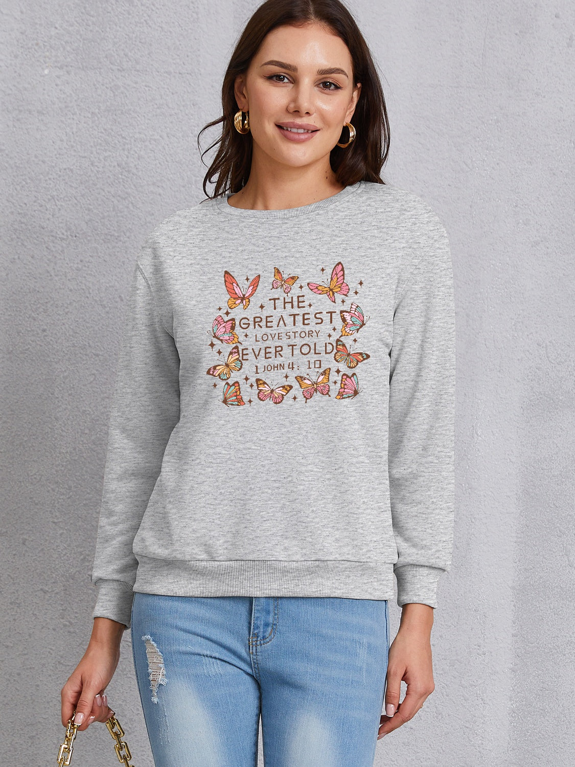 THE GREATEST LOVESTORY EVERTOLD Round Neck Sweatshirt-Jewearrings