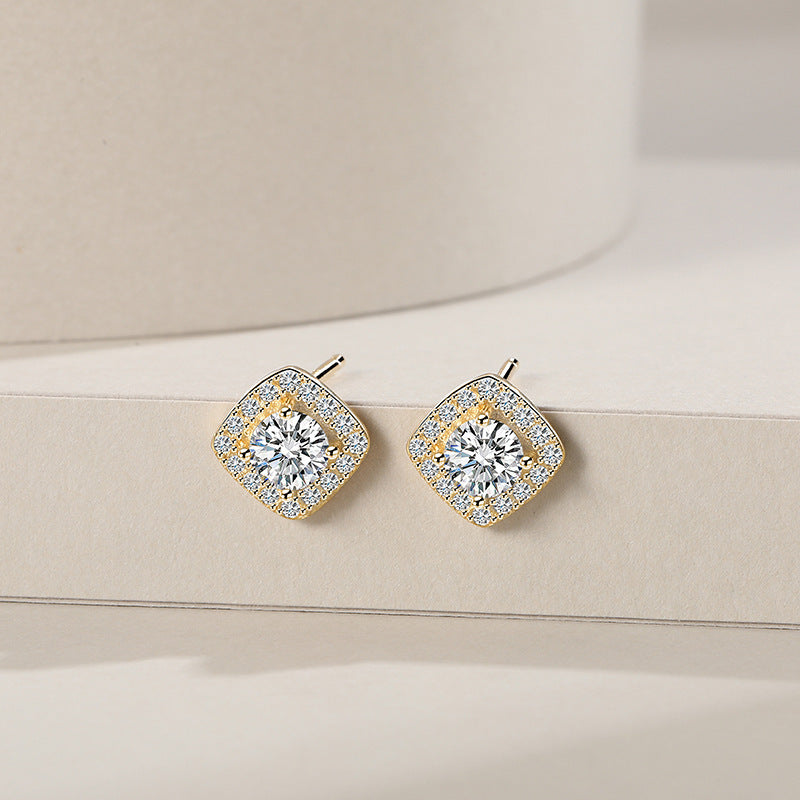 S925 Sterling Silver Zircon Full-jeweled Stud Earrings Women's Fashion Earrings-Jewearrings