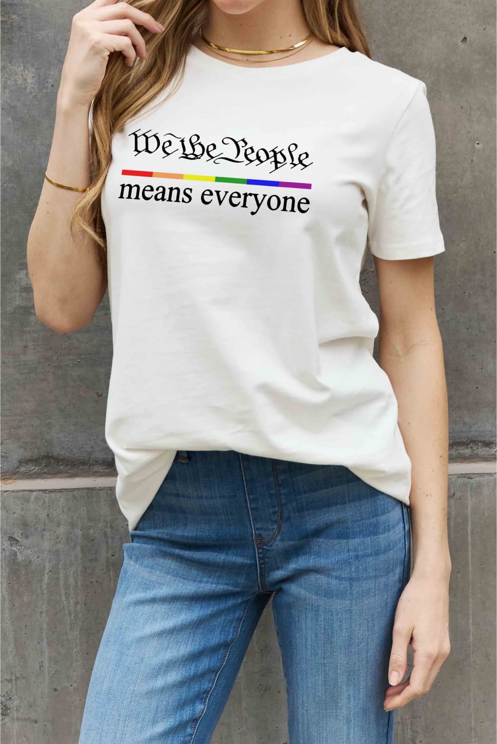 Simply Love Full Size MEANS EVERYONE Graphic Cotton Tee-Jewearrings