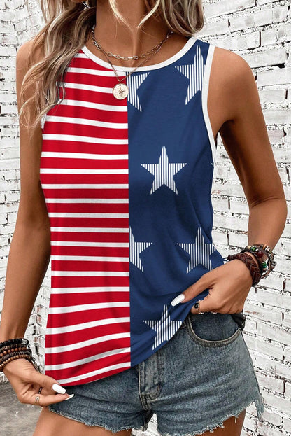 US Flag Round Neck Tank-Jewearrings