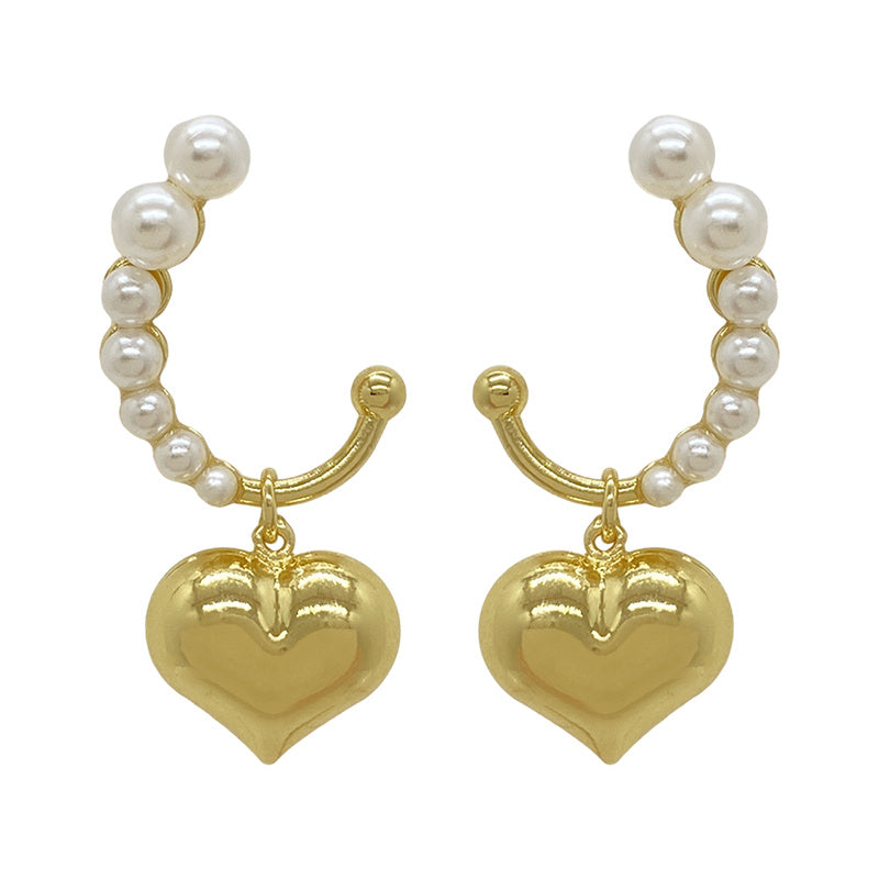 Vintage Love Pendant Pearl Earrings-Jewearrings