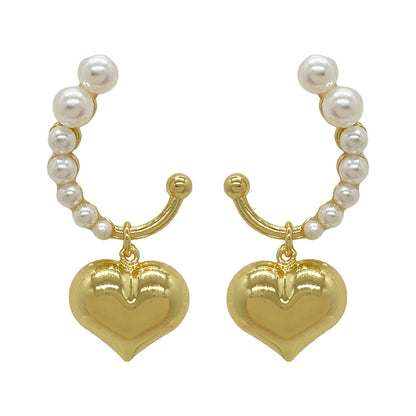 Vintage Love Pendant Pearl Earrings-Jewearrings