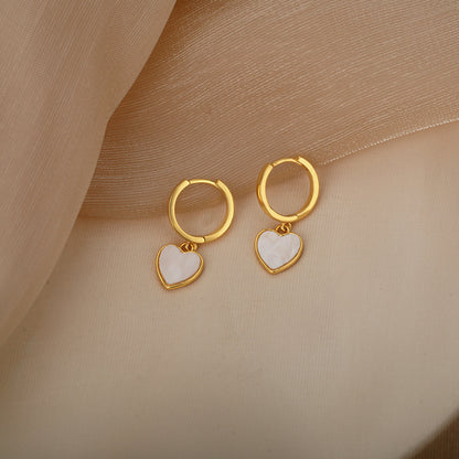 Heart-shaped Ear Clip Round Ring Earrings-Jewearrings