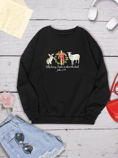 EASTER Graphic Round Neck Sweatshirt-Jewearrings