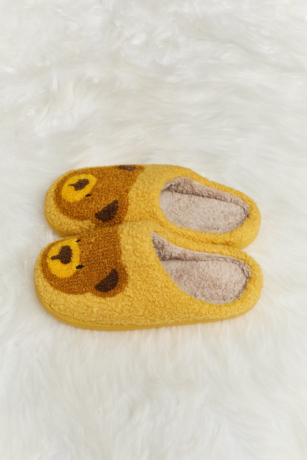 Melody Teddy Bear Print Plush Slide Slippers-Jewearrings