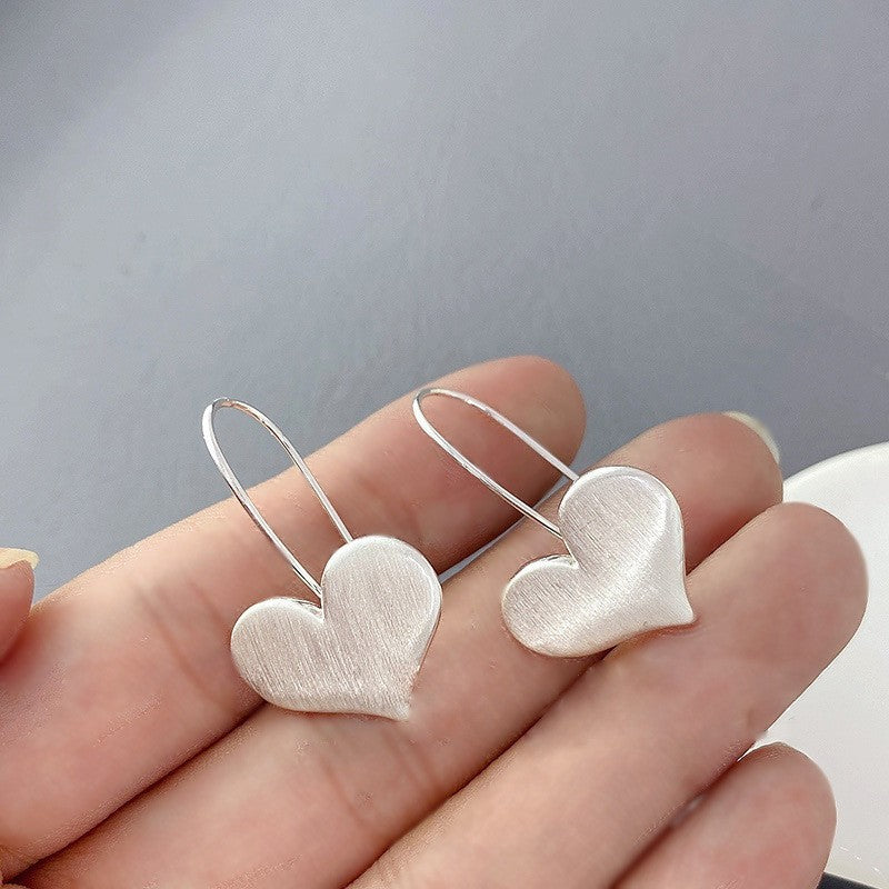 S925 Sterling Silver Brushed Earrings Women's Fashion All-matching Ear Clip-Jewearrings