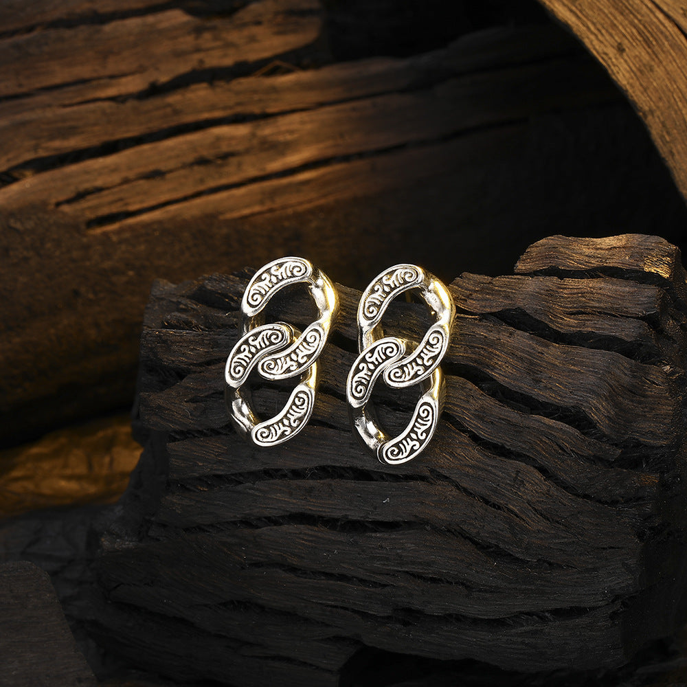 Women's 925 Sterling Silver Chain Stud Earrings-Jewearrings