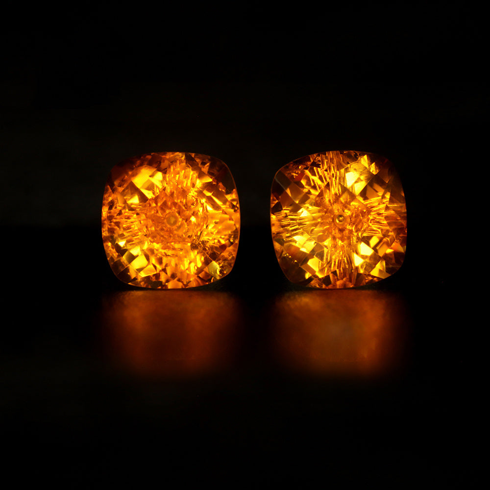 Pair Of Gold Square Crystal Stud Earrings-Jewearrings