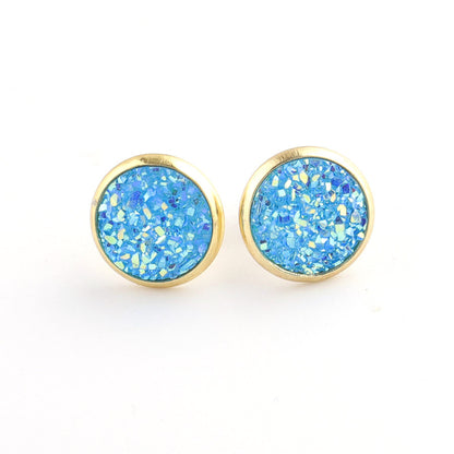 Starry Stainless Steel Water Plated Gold Stud Earrings-Jewearrings