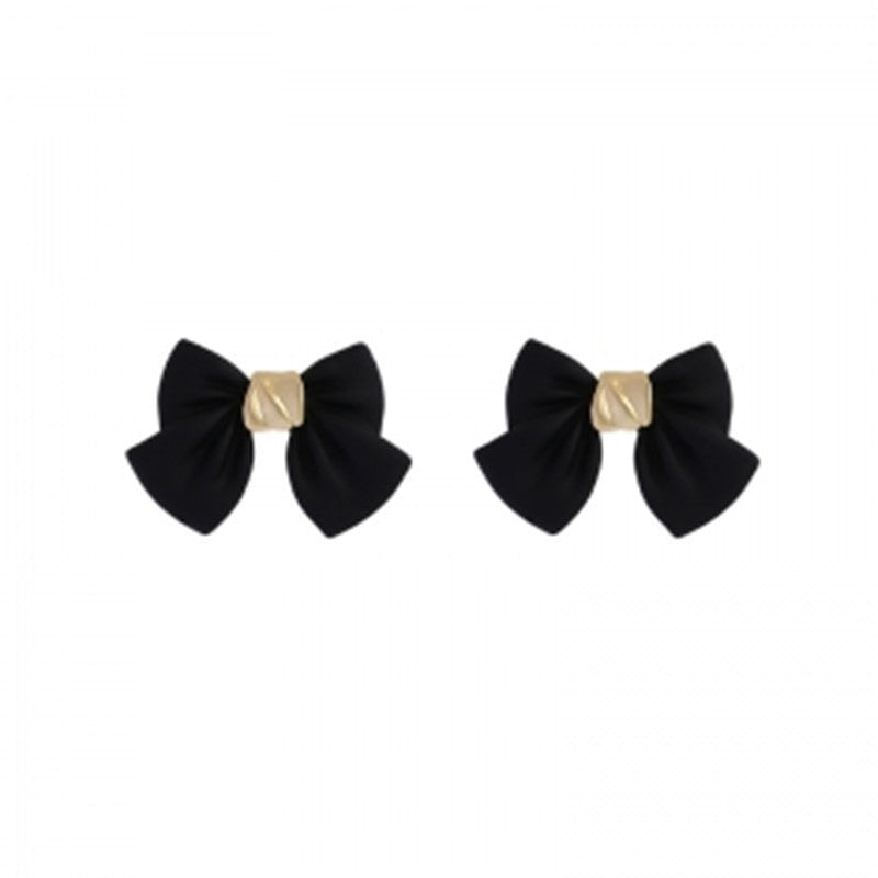 S925 Silver Needle New Black Red Bow Earrings-Jewearrings