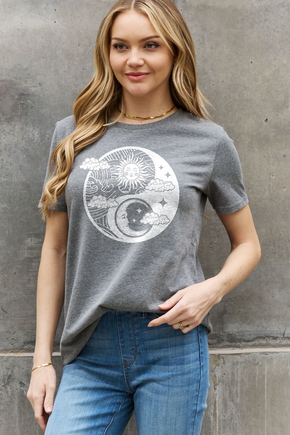 Simply Love Simply Love Full Size Sun and Moon Graphic Cotton Tee-Jewearrings