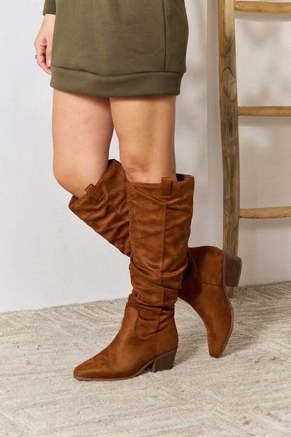 East Lion Corp Block Heel Knee High Boots-Jewearrings