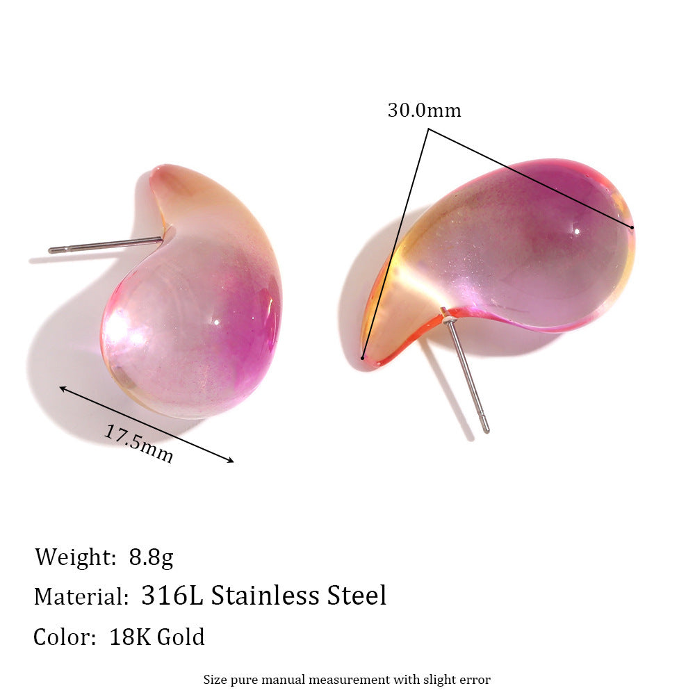 Stainless-steel Needle Color Environmental Protection High Transparent Two-color Resin Stud Earrings For Women-Jewearrings