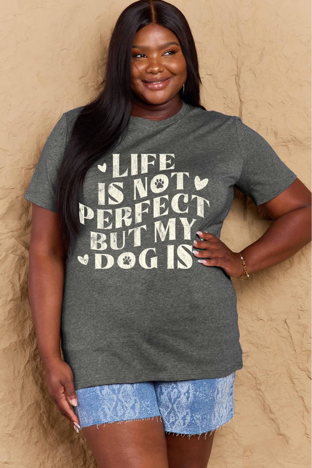 Simply Love Full Size Dog Slogan Graphic Cotton T-Shirt-Jewearrings