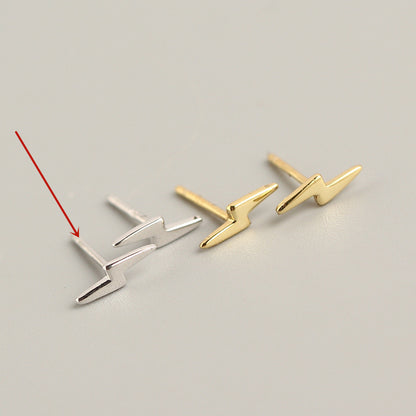 S925 Sterling Silver Lightning Stud Earrings Japanese And Korean Minimalist-Jewearrings