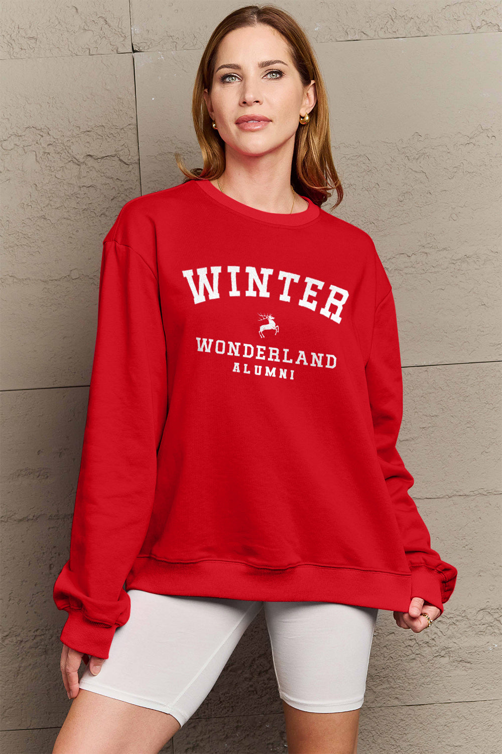 Simply Love Full Size WINTER WONDERLAND ALUMNI Graphic Long Sleeve Sweatshirt-Jewearrings