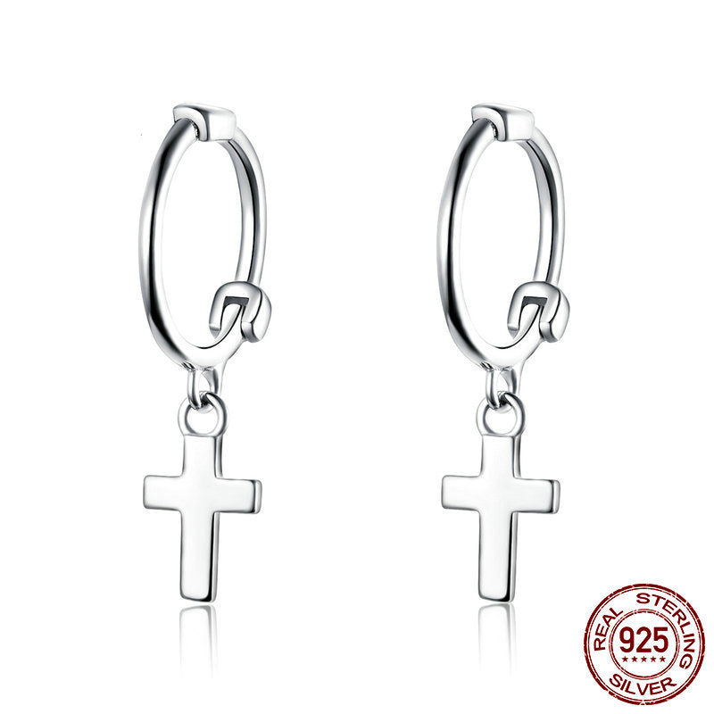 Cross Fashion 925 Sterling Silver Fashion Platinum-plated Earrings-Jewearrings